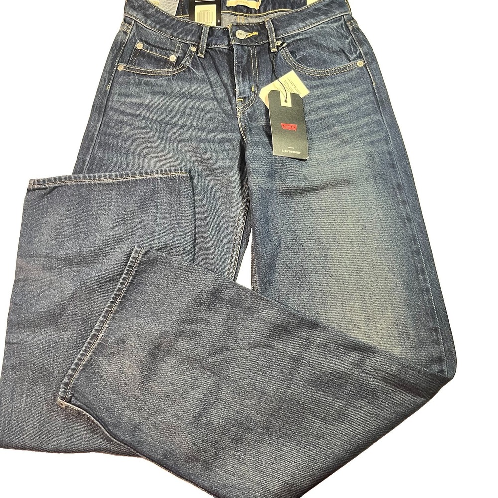 Levis Premium Low Loose Womens Jeans 24x32 Blue Big E Wide Leg Denim NWT $110